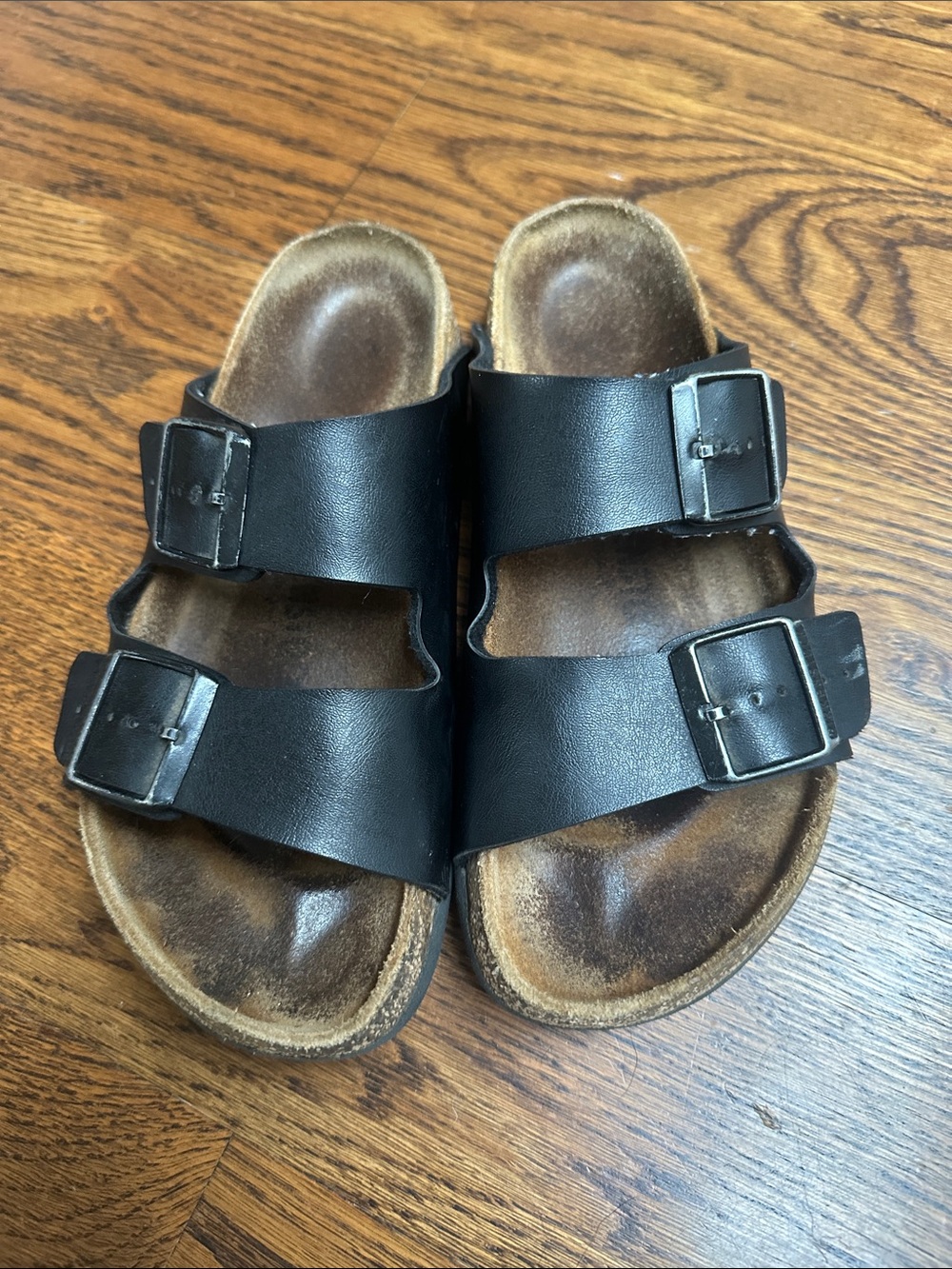 Birkenstock Black Arizona Two-Strap Leather Sandals